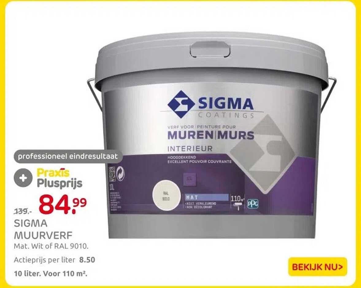 SIGMA MUUVERF Mat. Wit of RAL 9010.