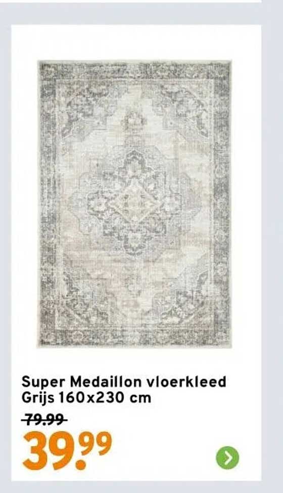 Super Medaillon vloerkleed Grijs 160x230 cm