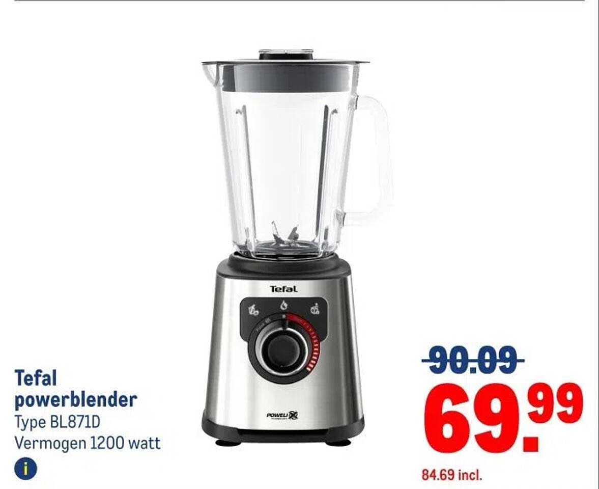 Tefal powerblender Type BL871D Vermogen 1200 watt