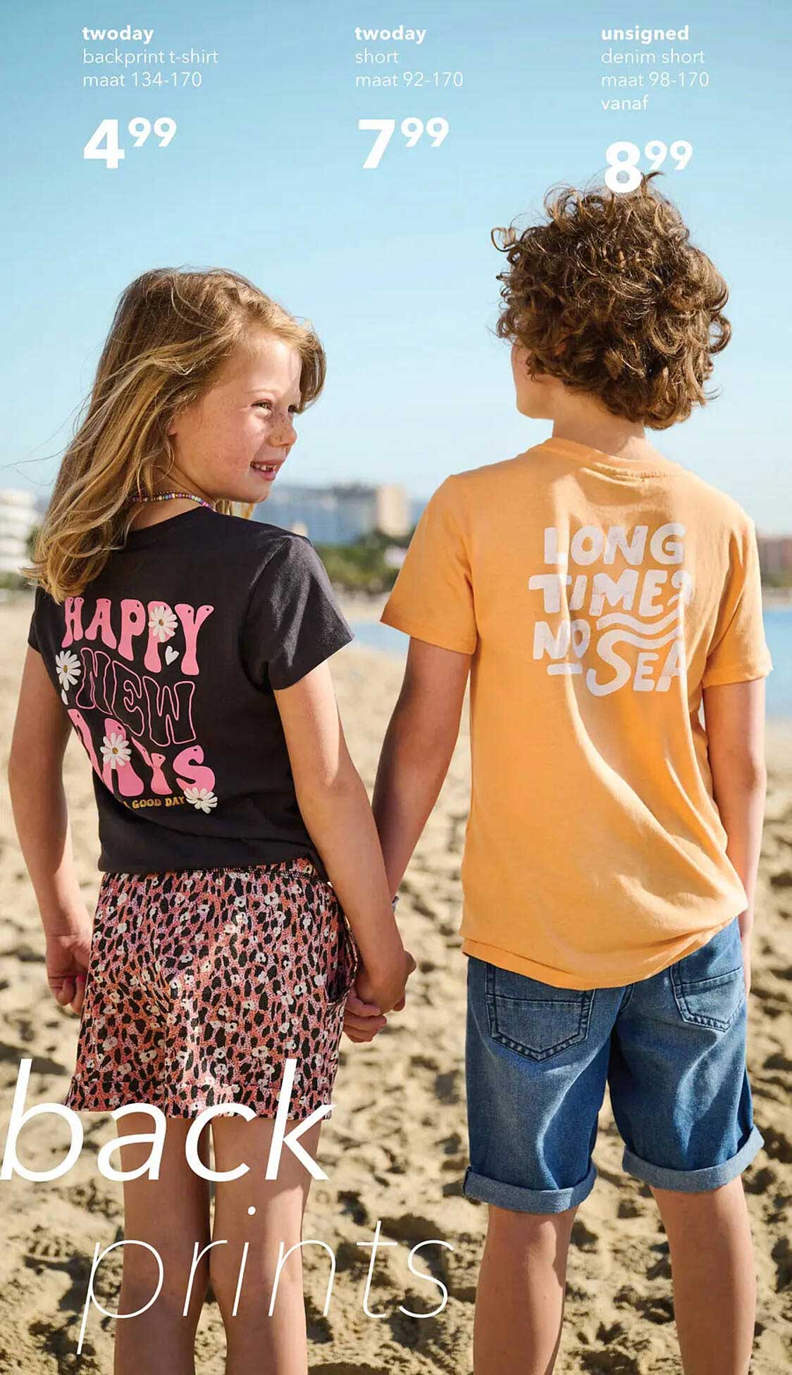 twoday backprint t-shirt maat 134-170 voor 4,99