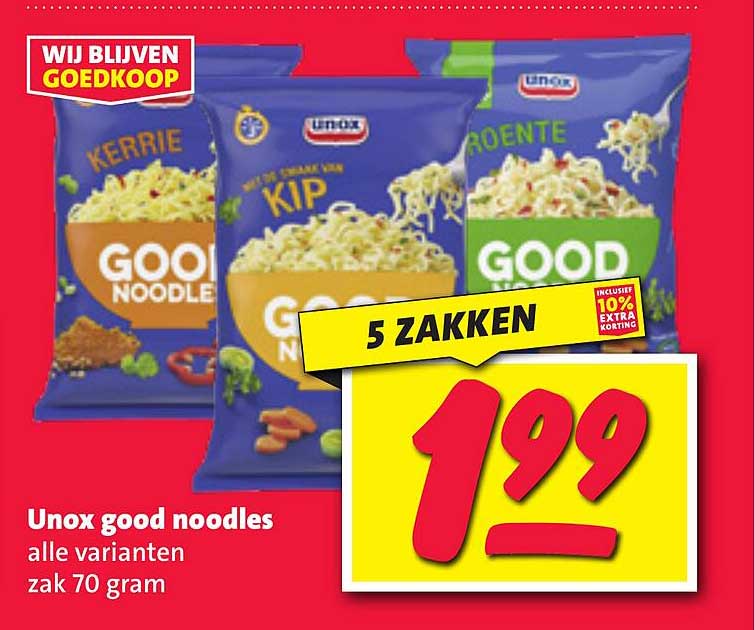 Unox good noodles alle varianten zak 70 gram