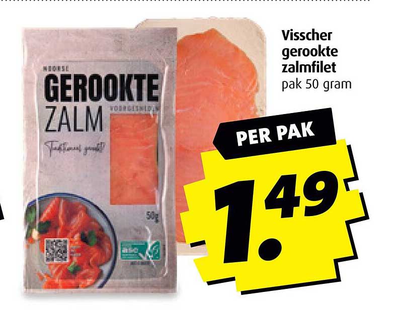 Visscher gerookte zalmfilet pak 50 gram