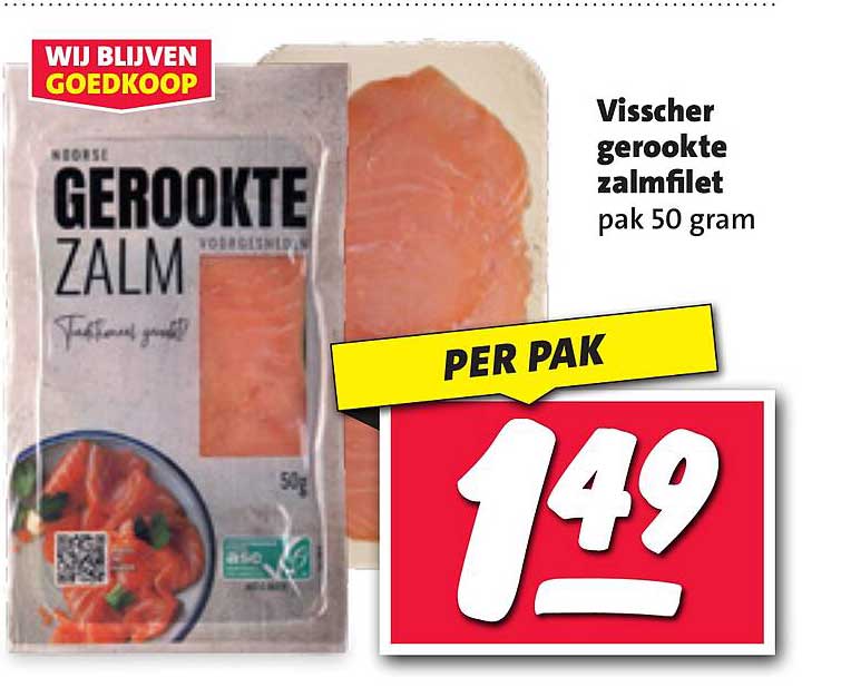 Visscher gerookte zalmfilet pak 50 gram