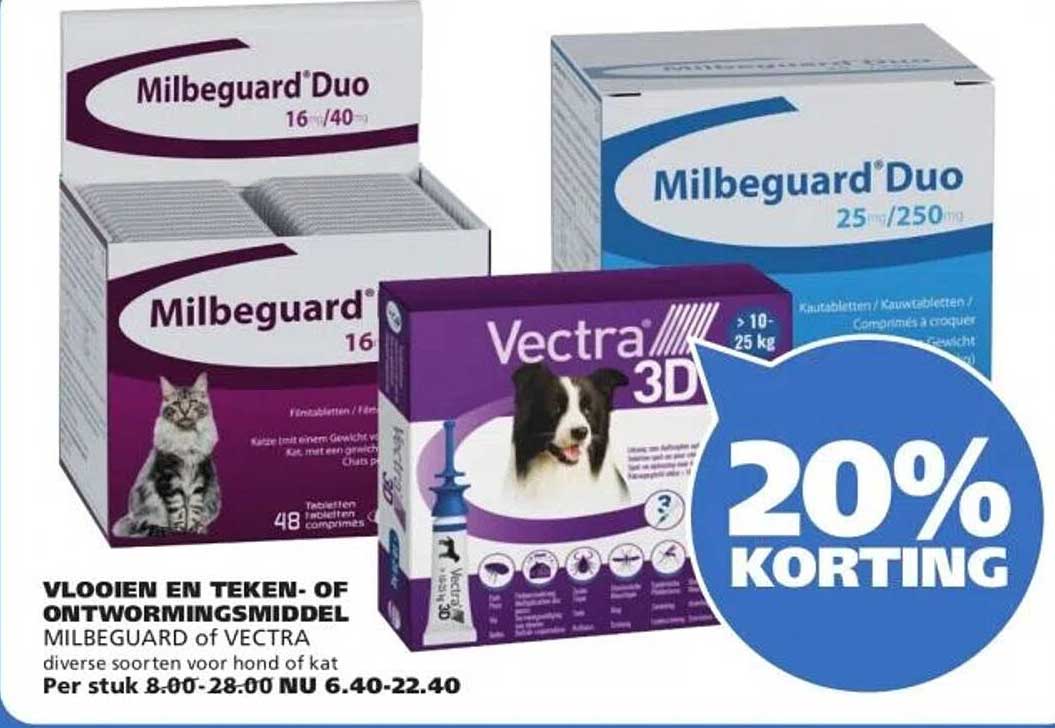 Vlooien en teken- of ontwormingsmiddel