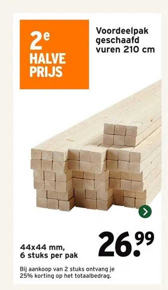 Voordeelpak geschaaft vuren 210 cm