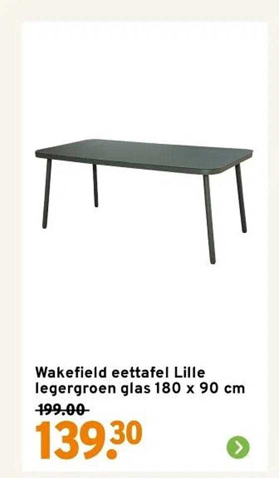 Wakefield eettafel Lille legergroen glas 180 x 90 cm