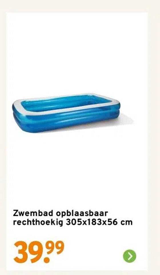 Zwembad opblaasbaar rechthoekig 305x183x56 cm