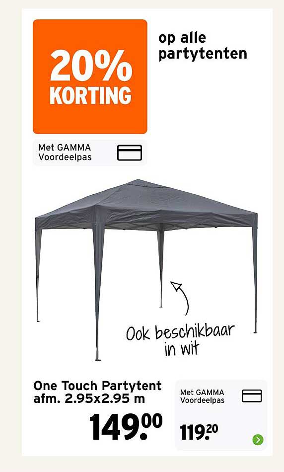 20% korting op alle partytenten