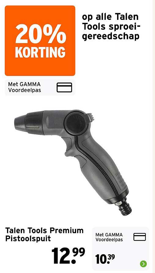 20% korting op alle Talen Tools spuitgereedschap