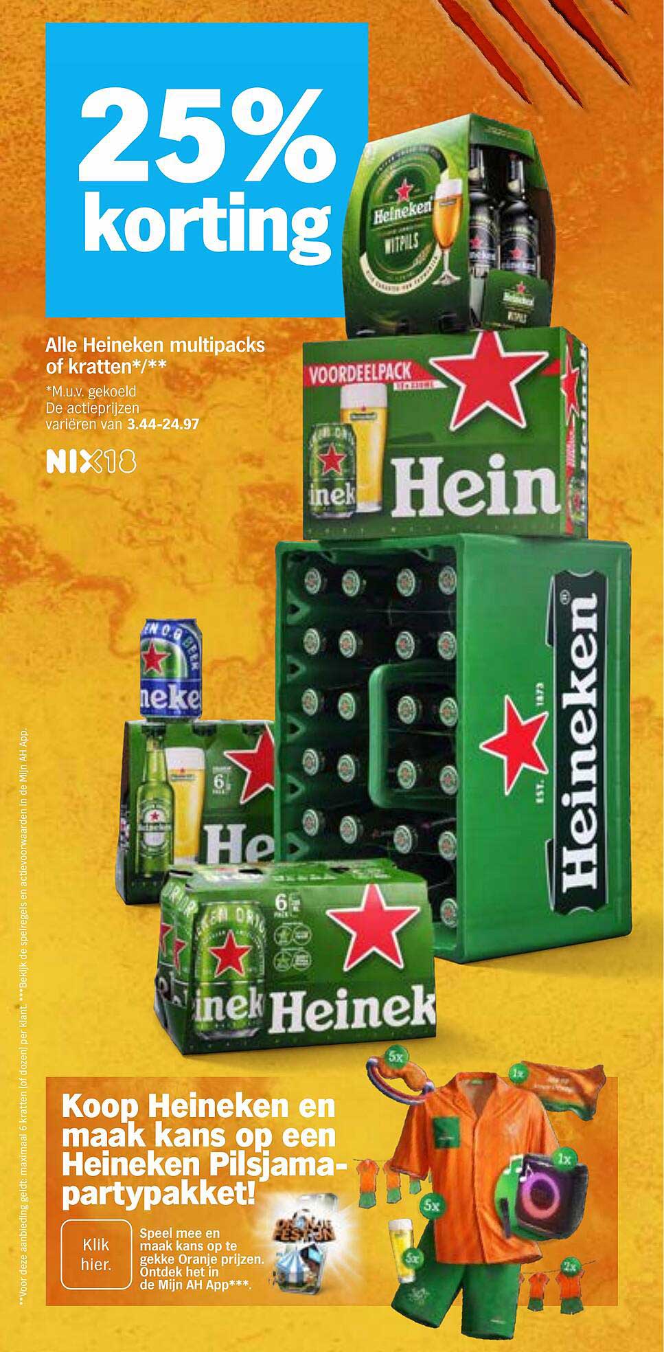 25% korting Alle Heineken multipacks of kratten*/**