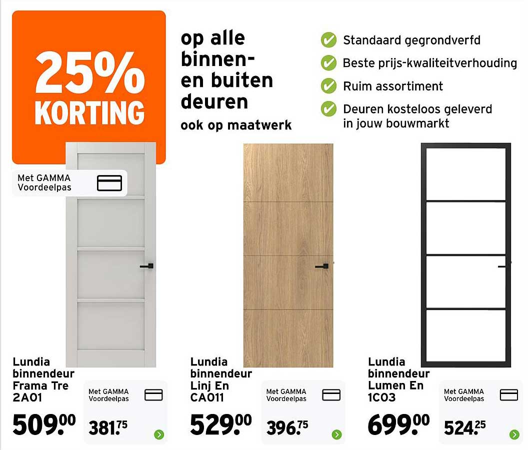 25% korting op alle binnen- en buitendeuren ook op maatwerk