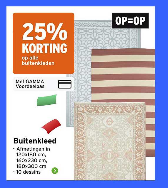25% KORTING op alle buitentekleden OP=OP