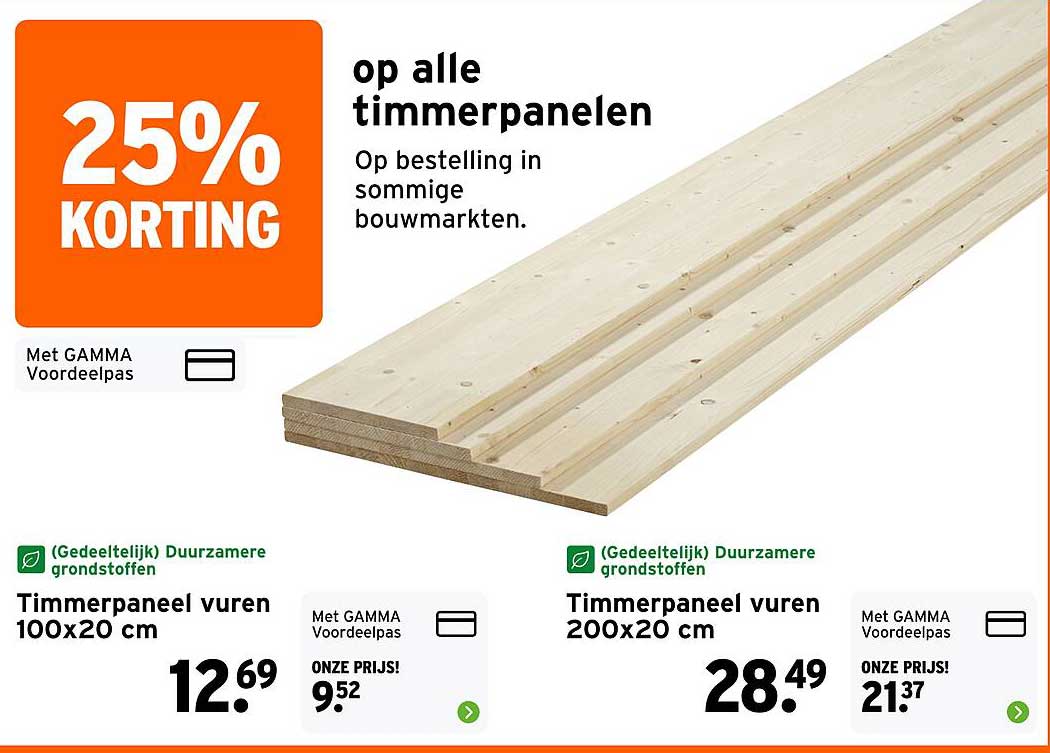 25% KORTING op alle timmerpanelen