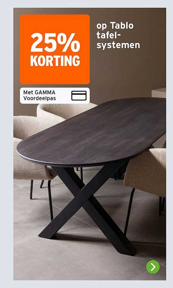 25% KORTING op Tablo tafel-systemen