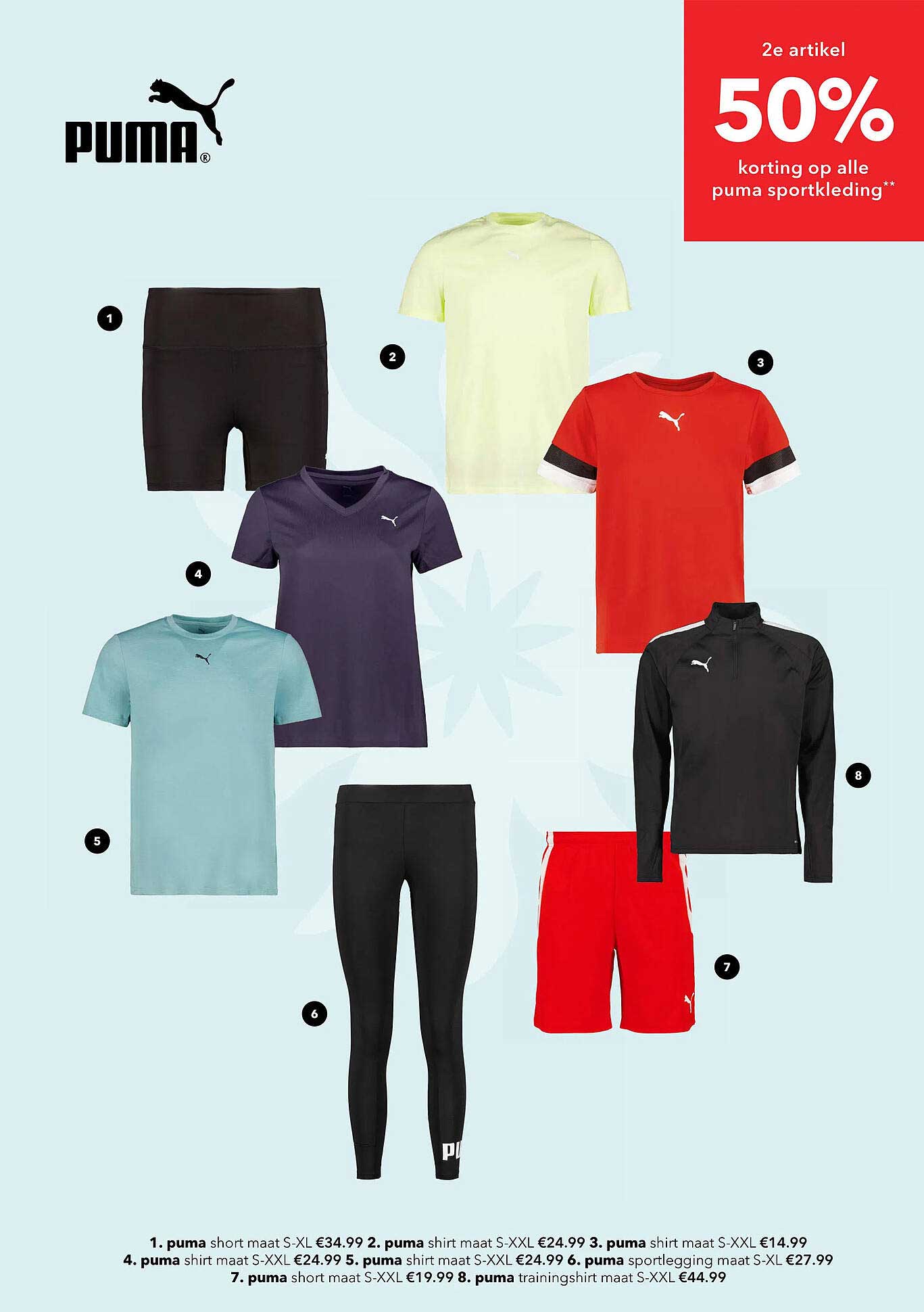 2e artikel 50% korting op alle puma sportkleding**