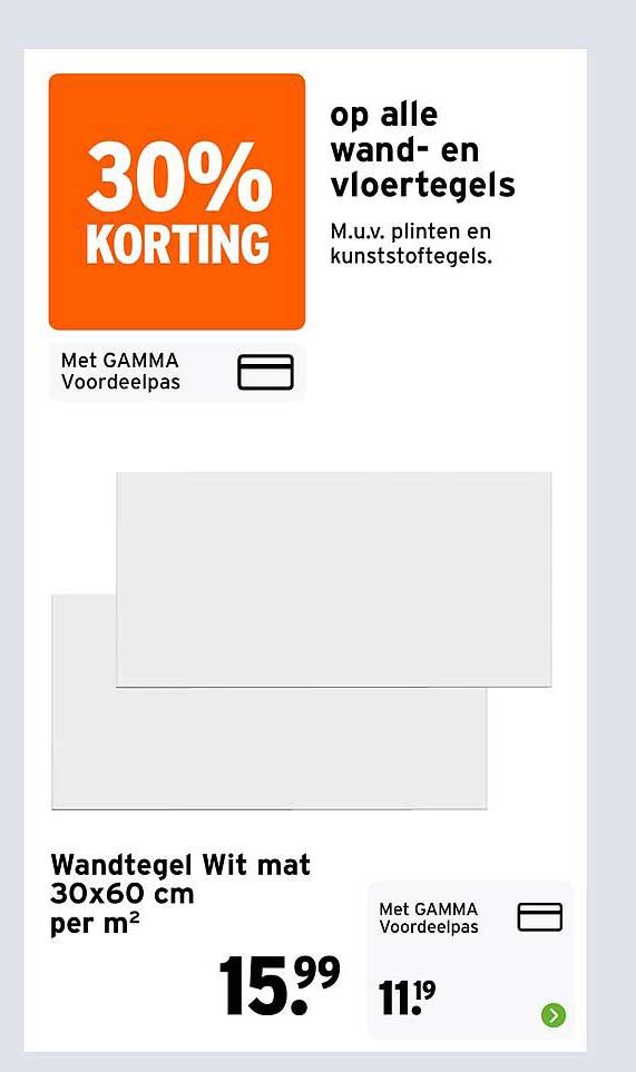 30% KORTING op alle wand- en vloertegels