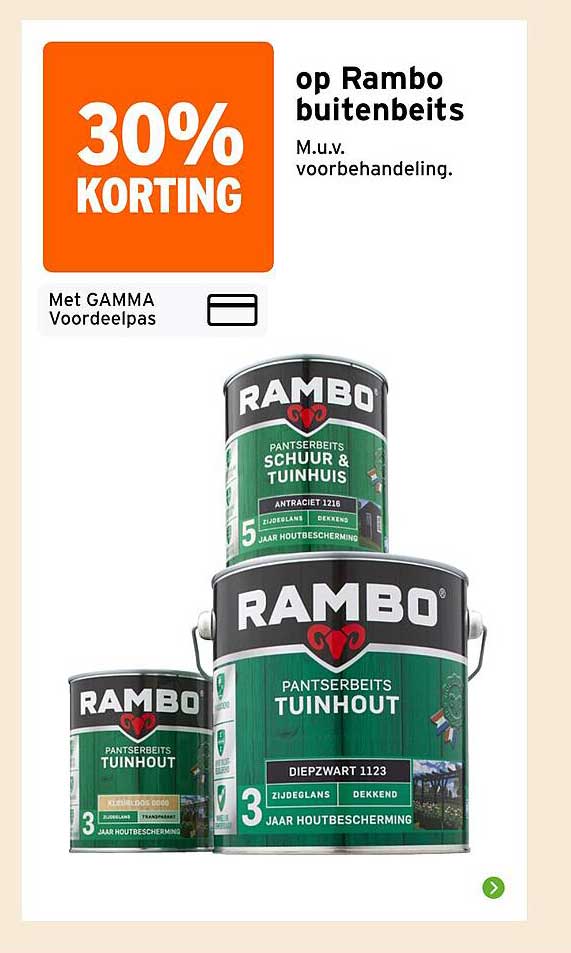 30% korting op Rambo buitenbeits