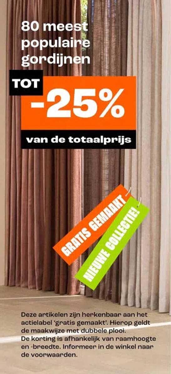 80 meest populaire gordijnen TOT -25% van de totaalprijs