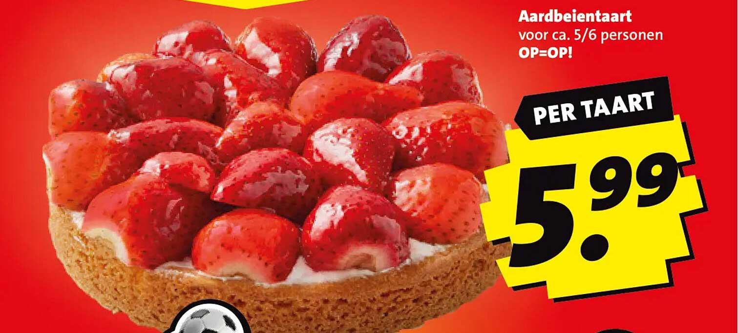 Aardbeientaart voor ca. 5/6 personen OP=OP! PER TAART