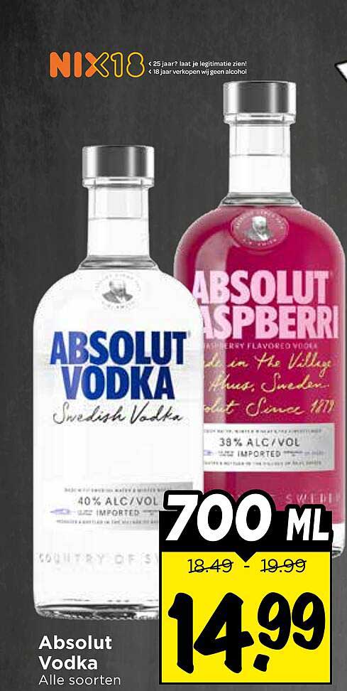 Absolut Vodka Alle soorten 700 ML