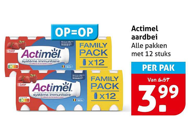 Actimel aardbei Alle pakken met 12 stuks OP=OP
