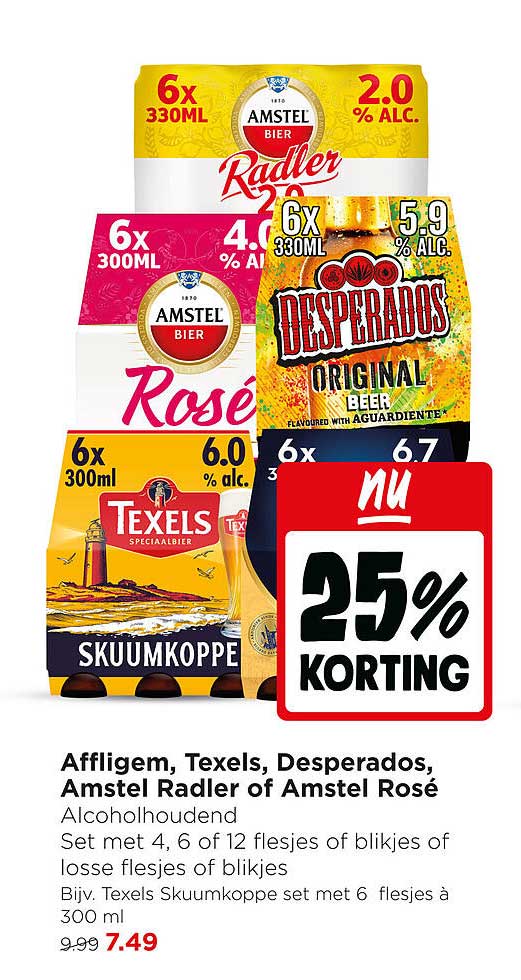 Affligem, Texels, Desperados, Amstel Radler of Amstel Rosé - 25% KORTING
