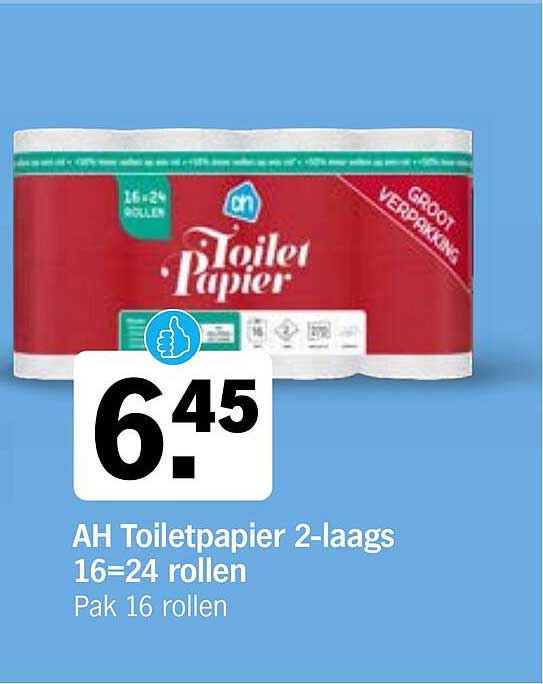 AH Toiletpapier 2-laags 16=24 rollen Pak 16 rollen