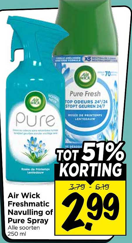 Air Wick Freshmatic Navulling of Pure Spray Alle soorten 250 ml TOT 51% KORTING