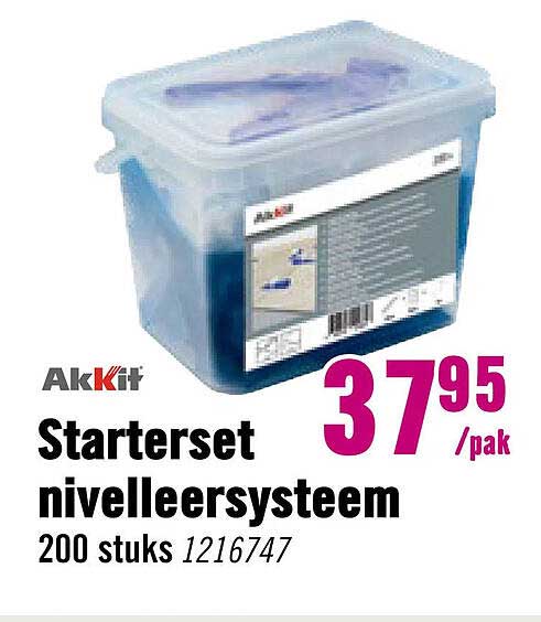 Akkit Starterset nivelleersysteem 200 stuks 1216747