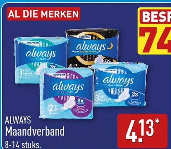 AL DIE MERKEN ALWAYS Maandverband 8-14 stuks.