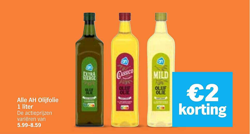 Alle AH Olijfolie 1 liter €2 korting