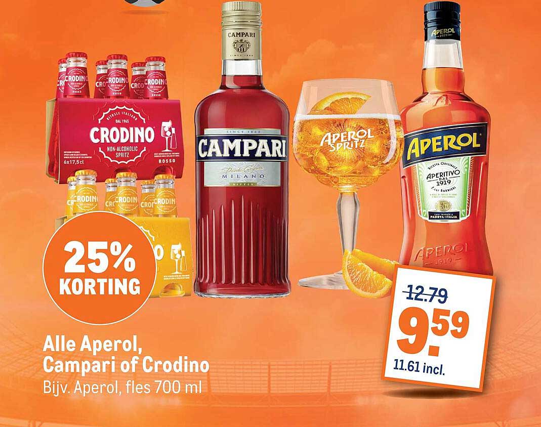 Alle Aperol, Campari of Crodino 25% korting