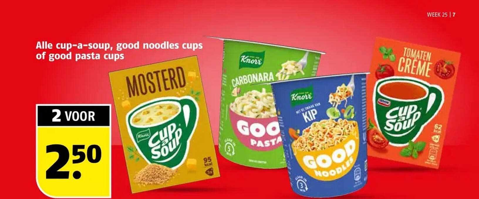 Alle cup-a-soup, good noodles cups of good pasta cups