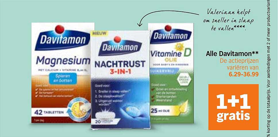 Alle Davitamon 1+1 gratis