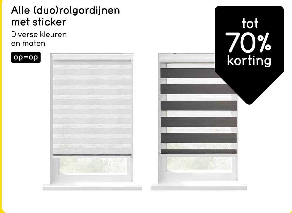 Alle (duo)rolgordijnen met sticker