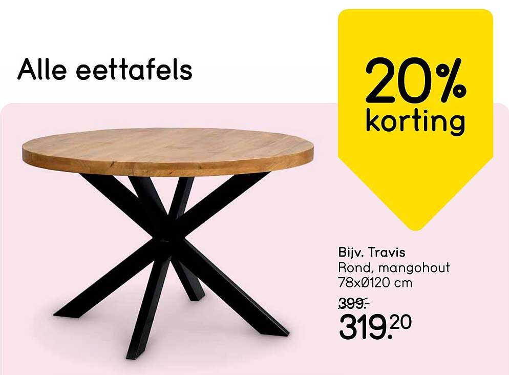 Alle eettafels 20% korting