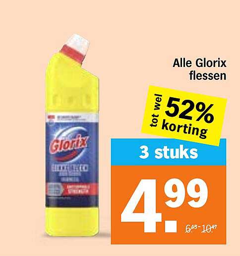 Alle Glorix flessen tot wel 52% korting 3 stuks