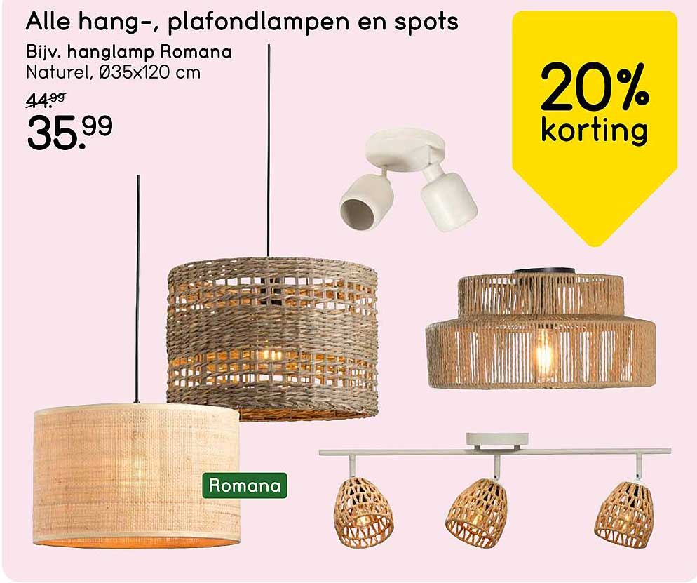 Alle hang-, plafondlampen en spots
