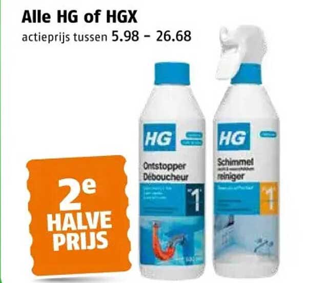 Alle HG of HGX 2e halve prijs