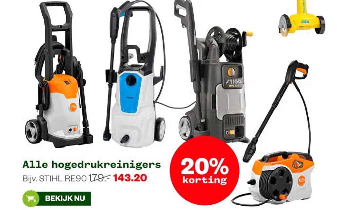 Alle hogedrukreinigers 20% korting