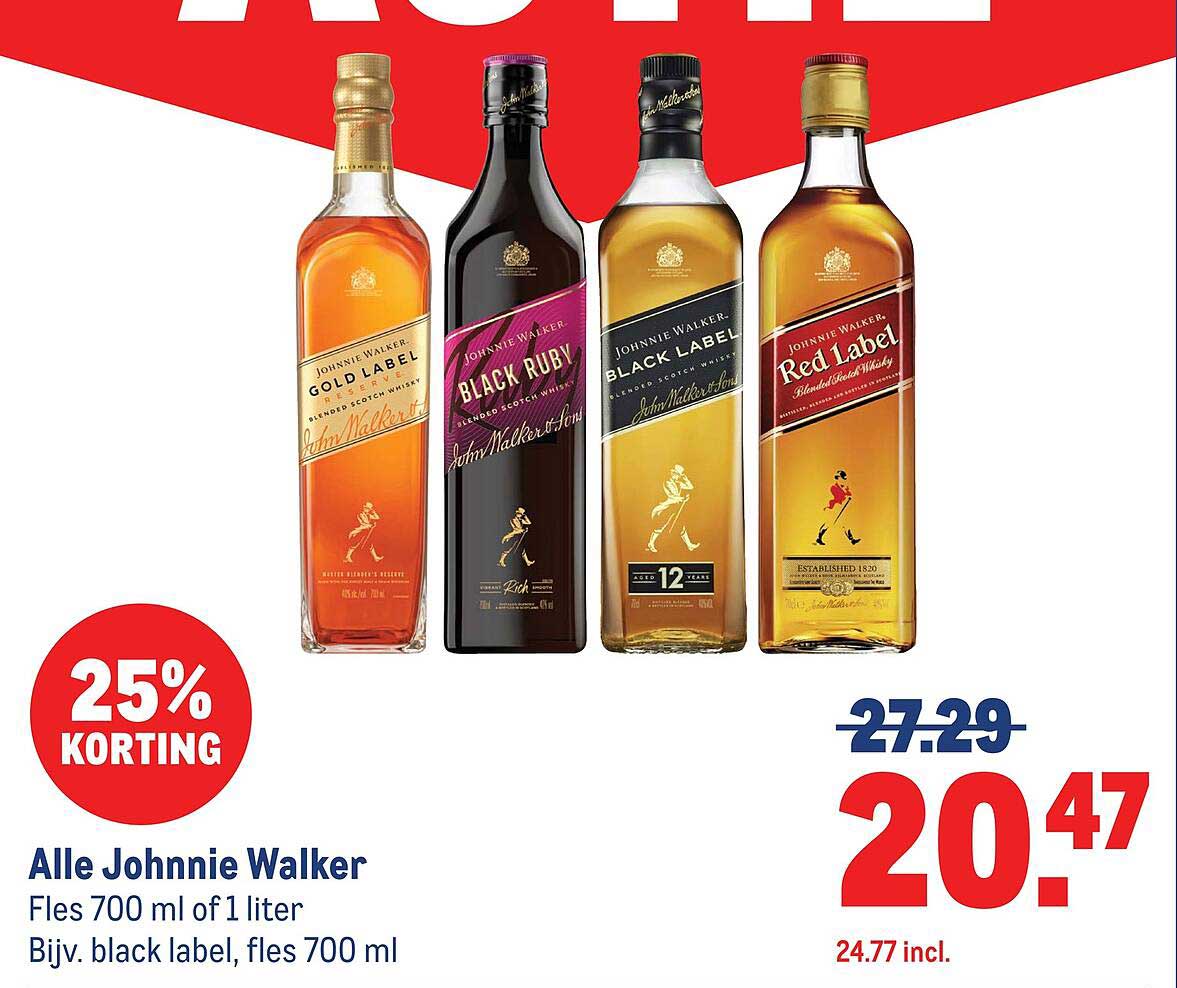 Alle Johnnie Walker 25% korting