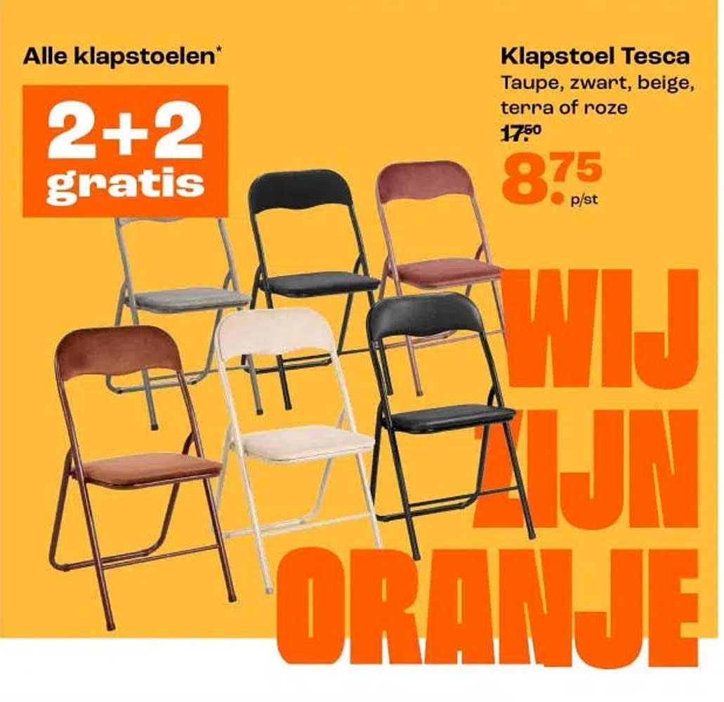 Alle klapstoelen* 2+2 gratis