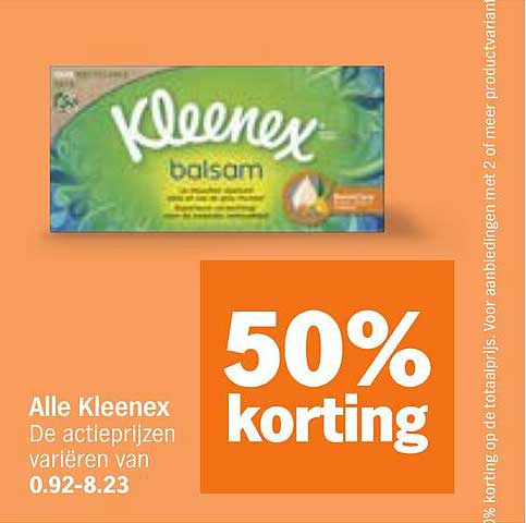 Alle Kleenex 50% korting