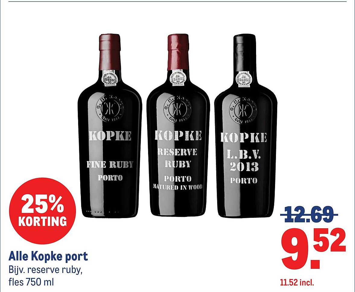 Alle Kopke port Bijv. reserve ruby, fles 750 ml 25% KORTING