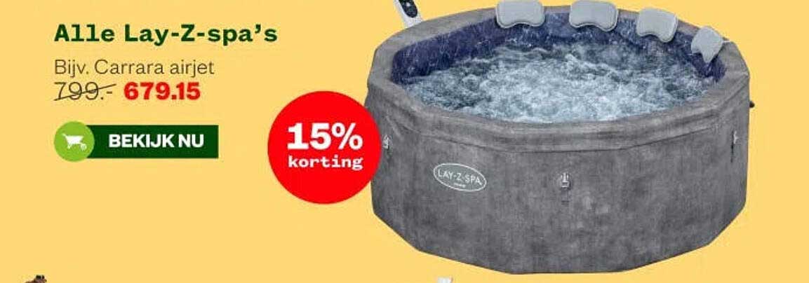 Alle Lay-Z-spa’s - Bijv. Carrara airjet 15% korting