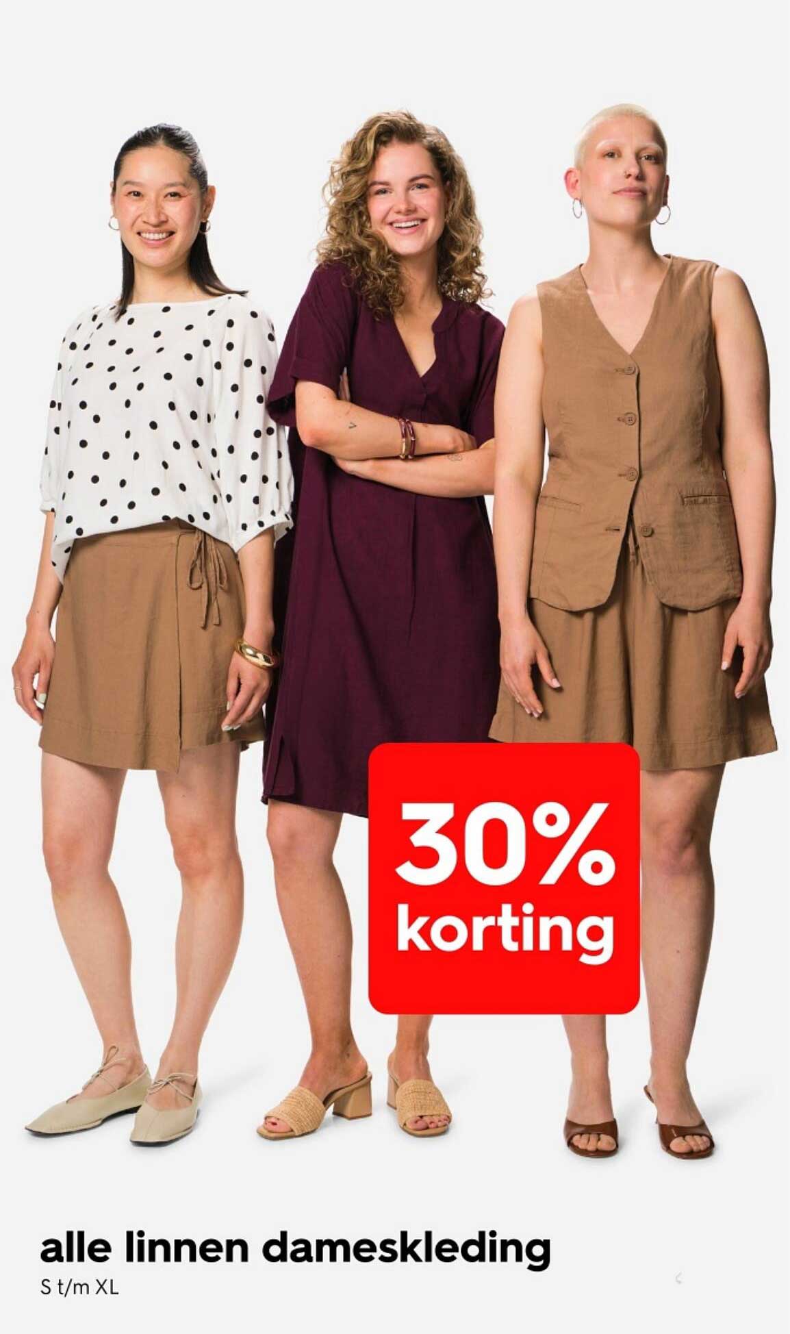 alle linnen dameskleding 30% korting