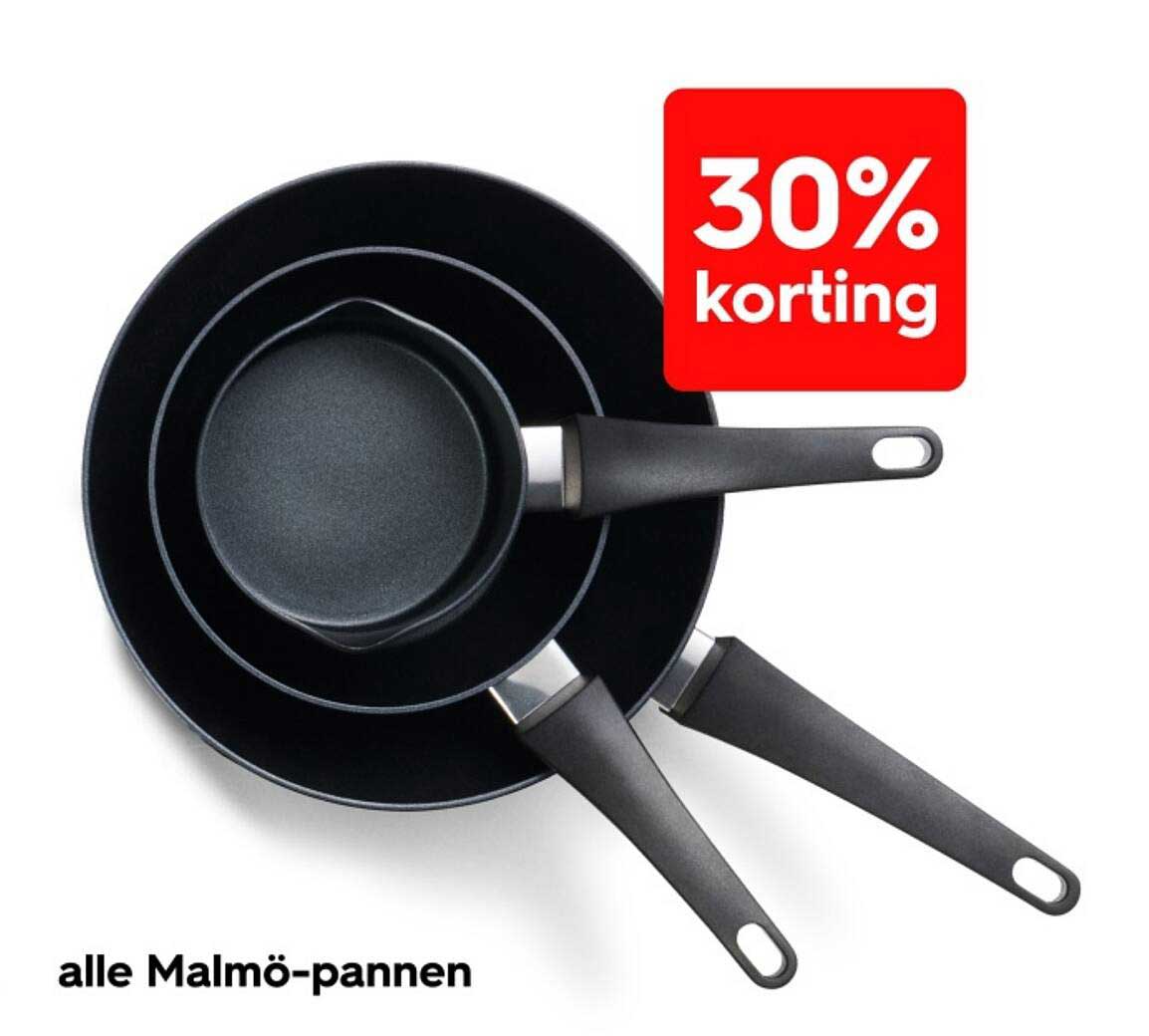 alle Malmö-pannen 30% korting