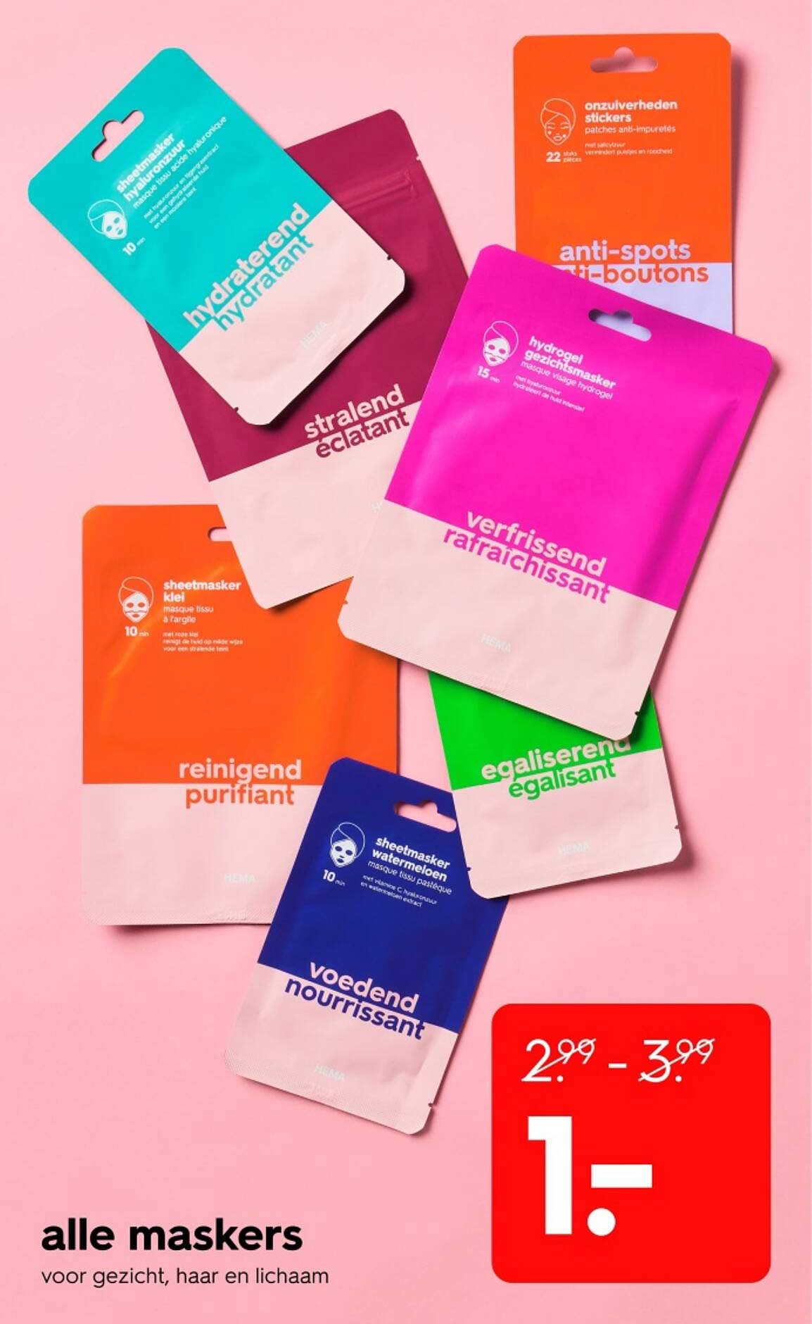 alle maskers voor gezicht, haar en lichaam