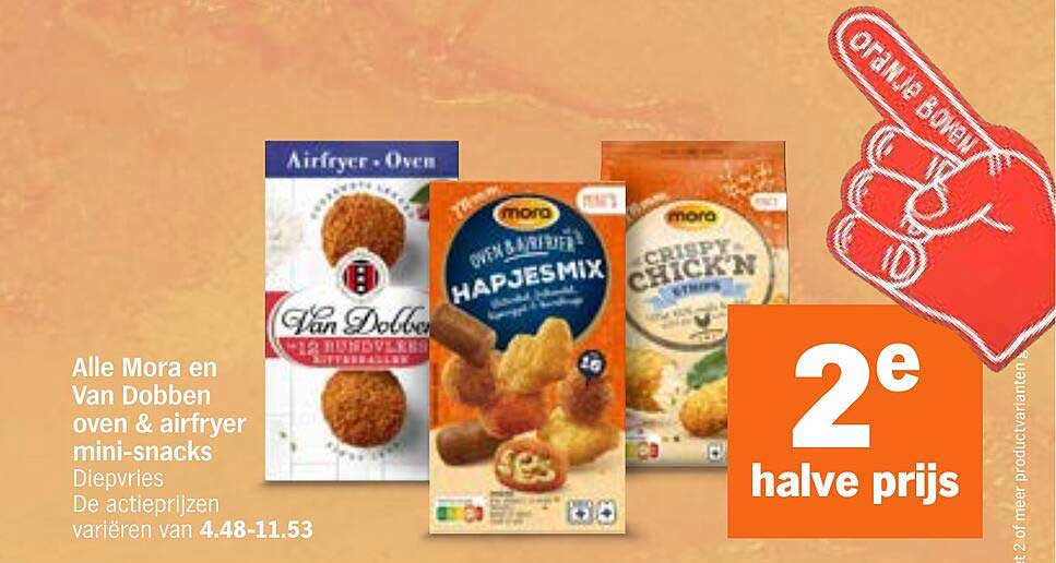 Alle Mora en Van Dobben oven & airfryer mini-snacks Diepvries 2e halve prijs