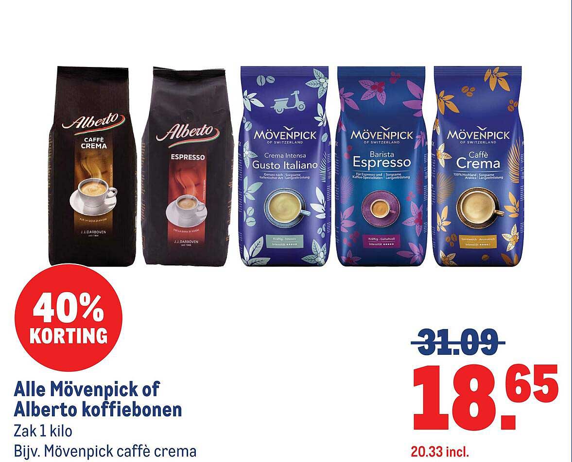 Alle Mövenpick of Alberto koffiebonen